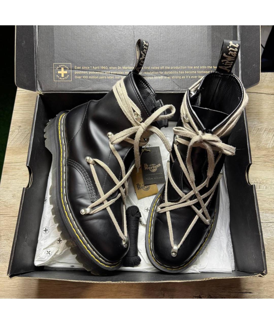 RICK OWENS Черные кожаные высокие ботинки, фото 9