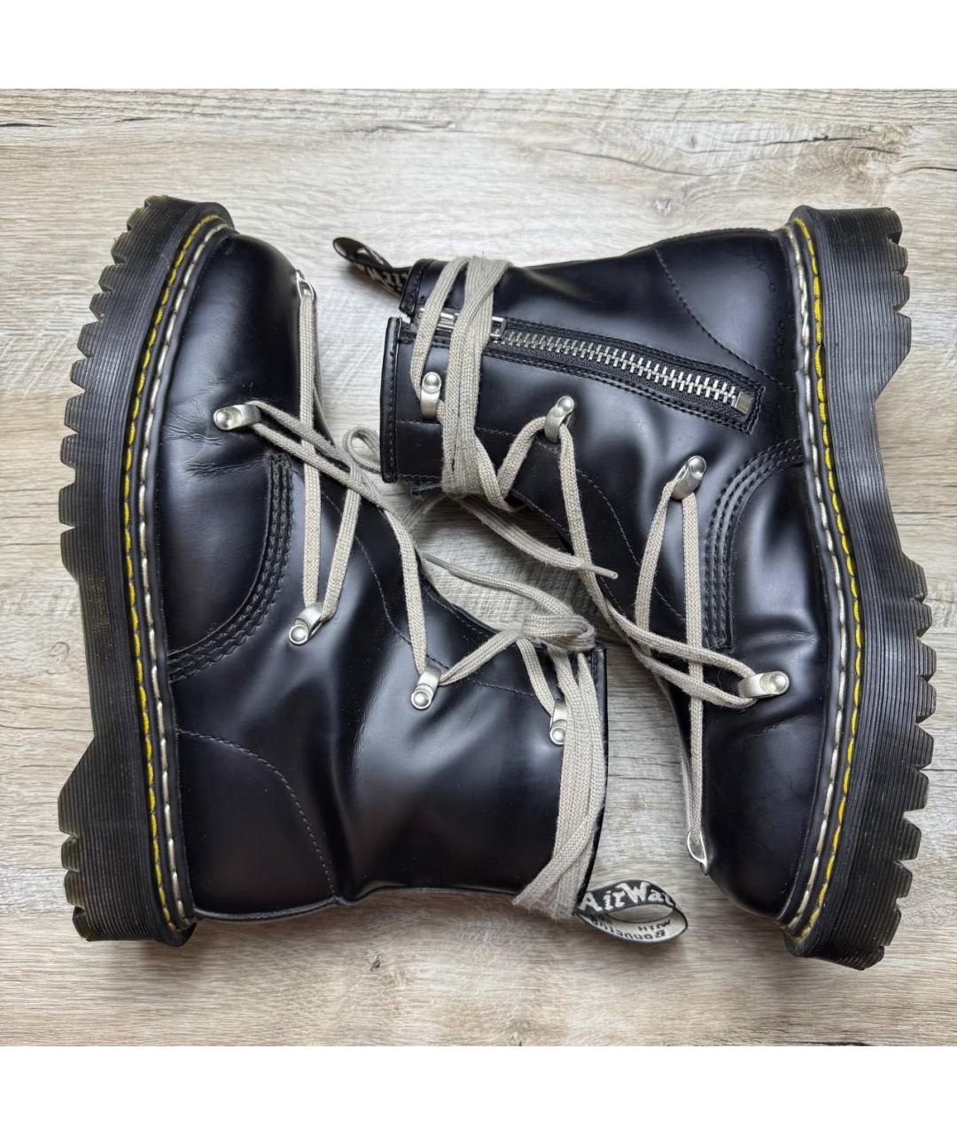 RICK OWENS Черные кожаные высокие ботинки, фото 2