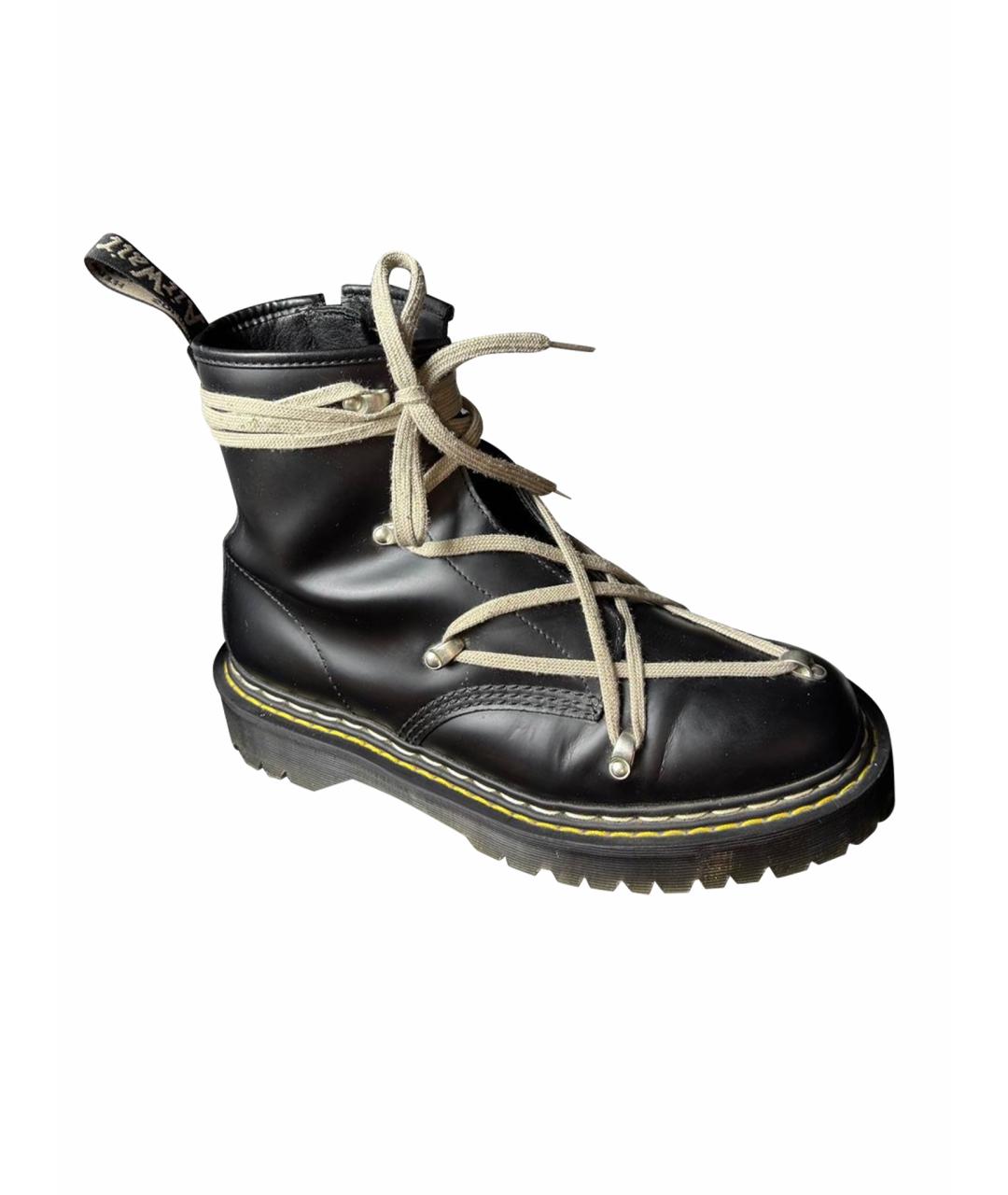 RICK OWENS Черные кожаные высокие ботинки, фото 1