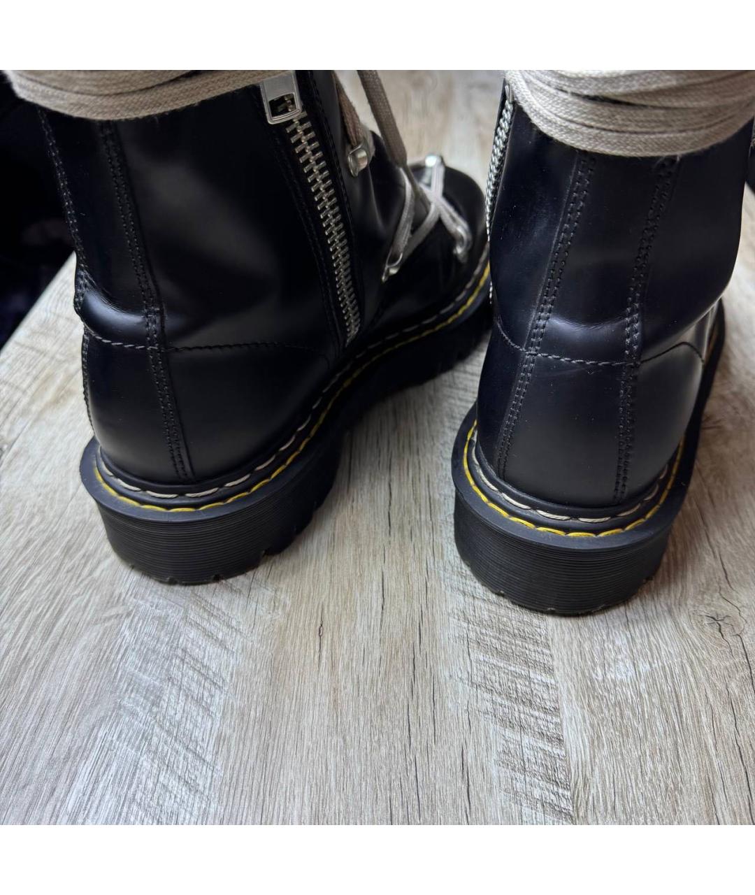 RICK OWENS Черные кожаные высокие ботинки, фото 6