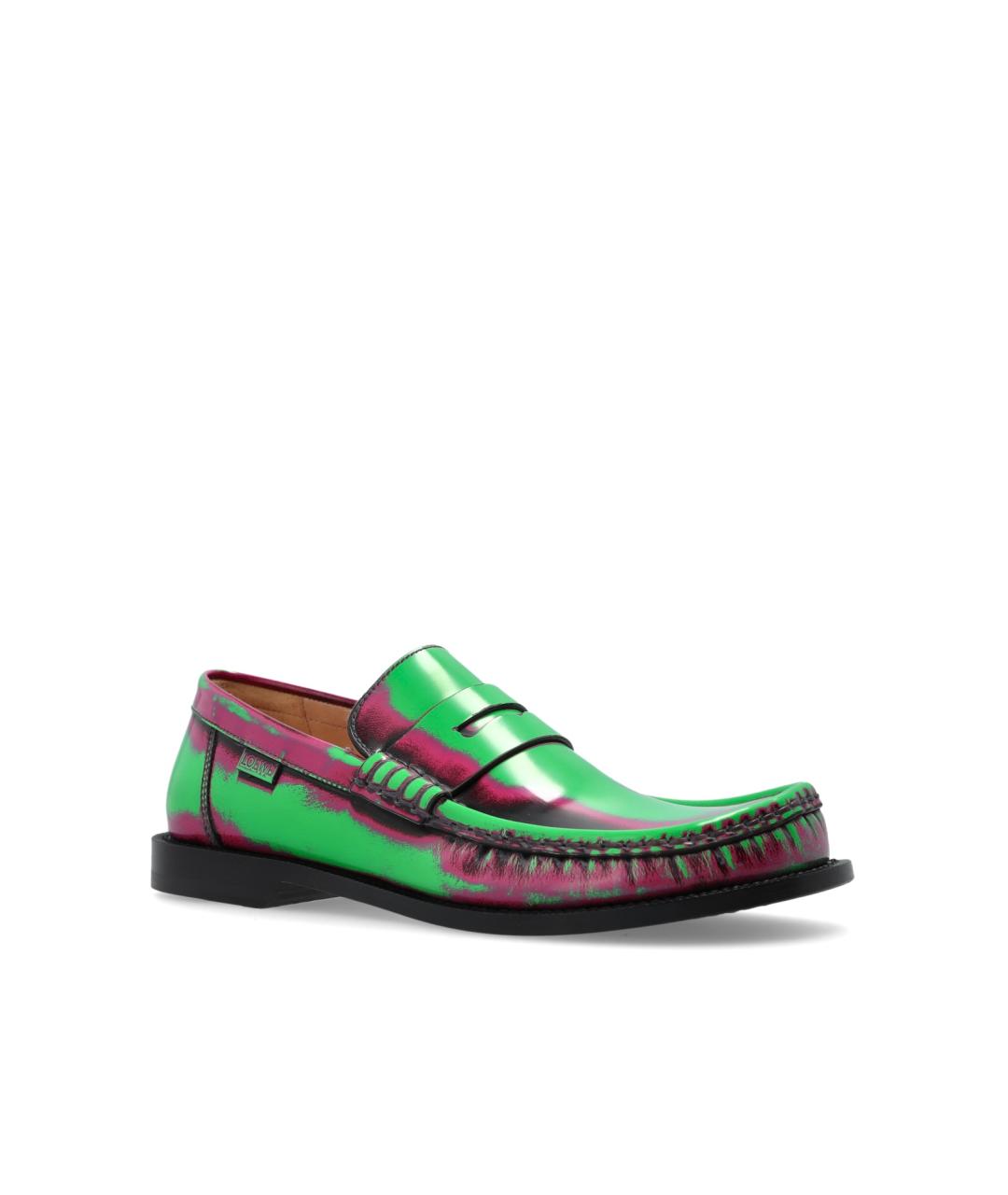 LOEWE Зеленые кожаные лоферы, фото 3