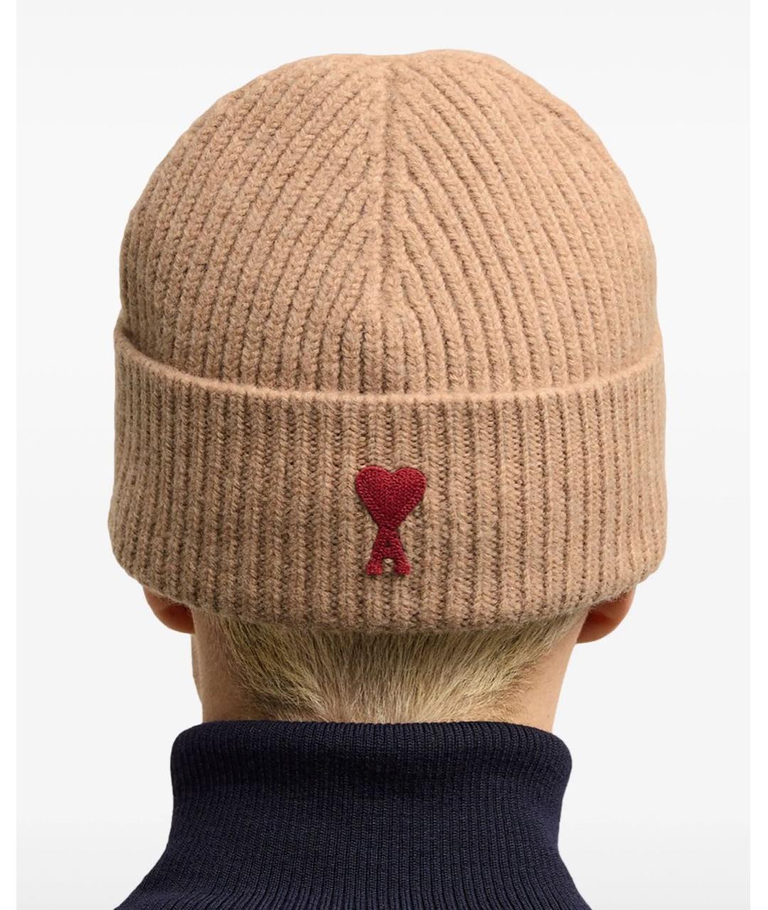 Ami Paris Бежевая шерстяная шапка, фото 4