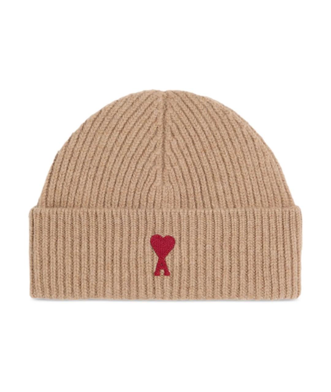 Ami Paris Бежевая шерстяная шапка, фото 1