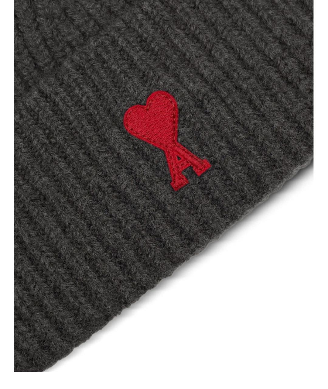 Ami Paris Серая шерстяная шапка, фото 3