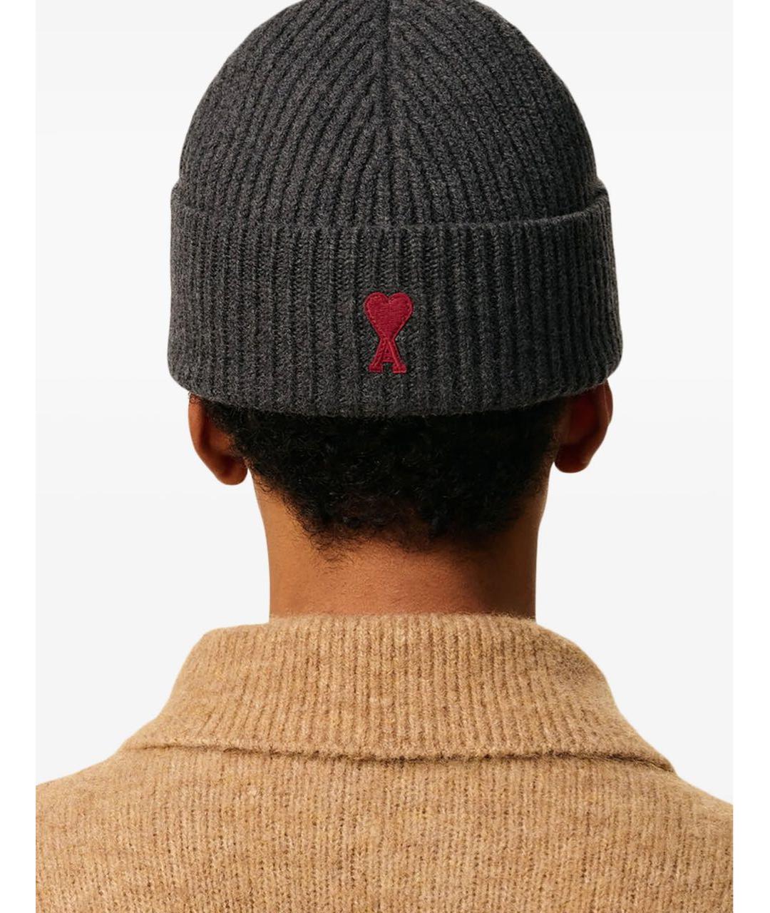 Ami Paris Серая шерстяная шапка, фото 5