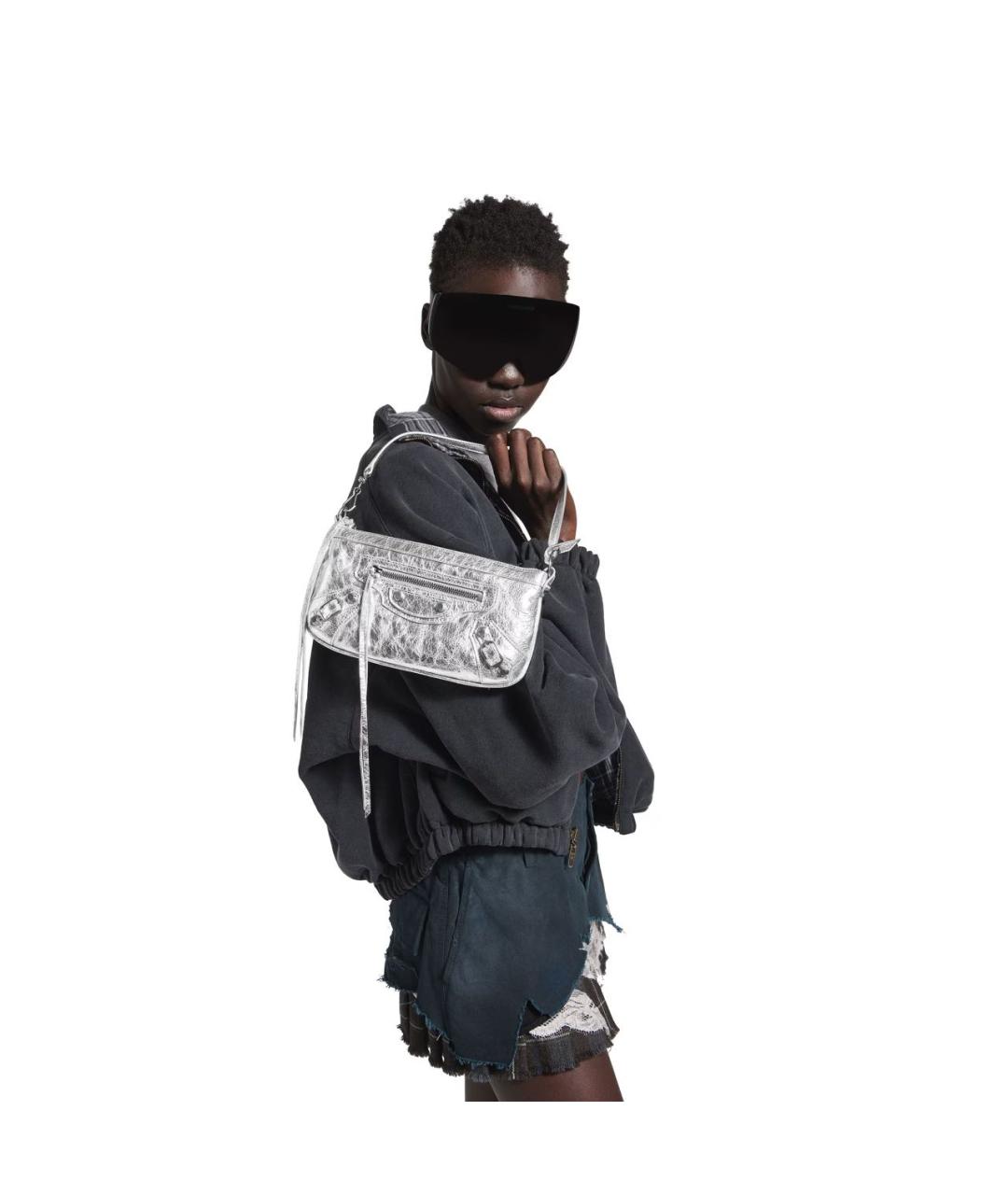 BALENCIAGA Серебряная кожаная сумка через плечо, фото 2