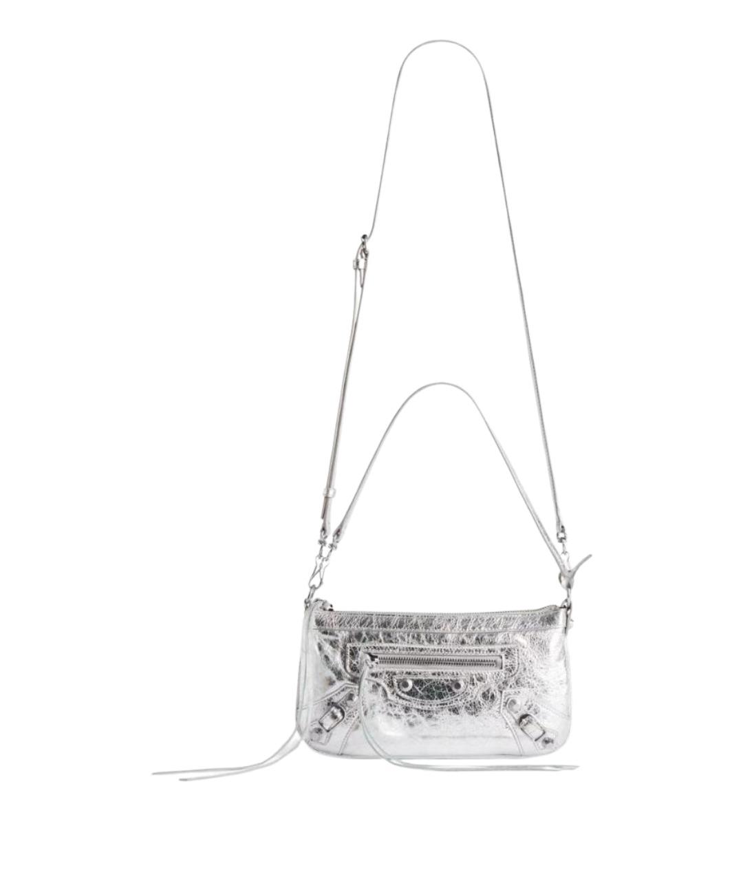 BALENCIAGA Серебряная кожаная сумка через плечо, фото 1