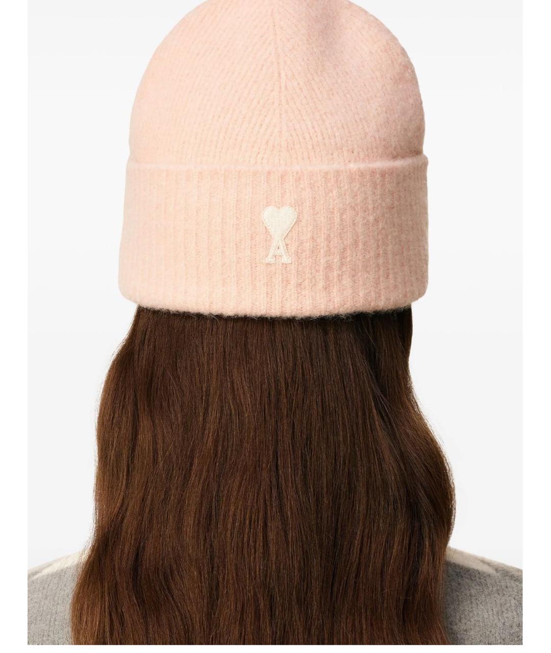 Ami Paris Коралловая шерстяная шапка, фото 4