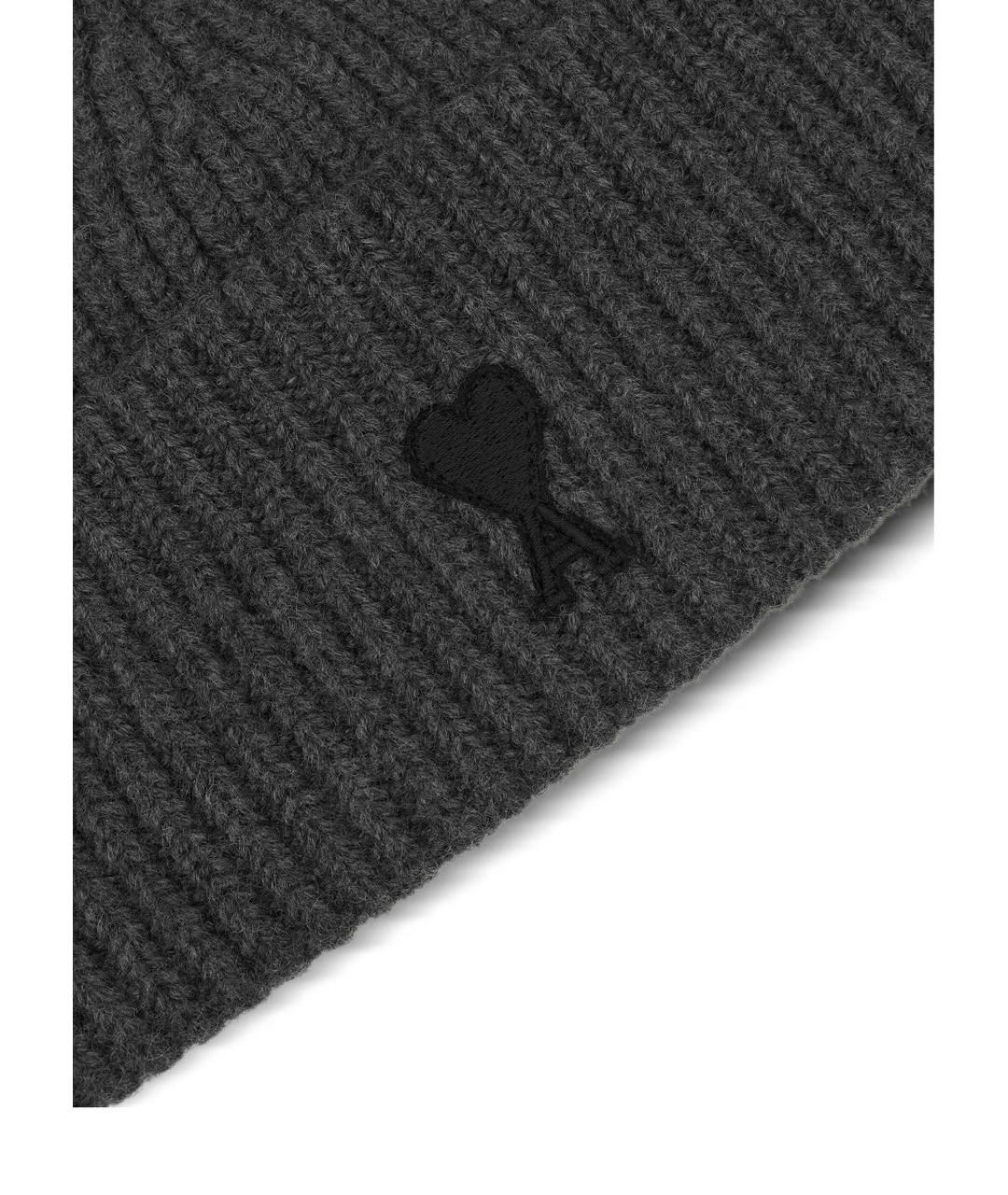 Ami Paris Антрацитовая шерстяная шапка, фото 3