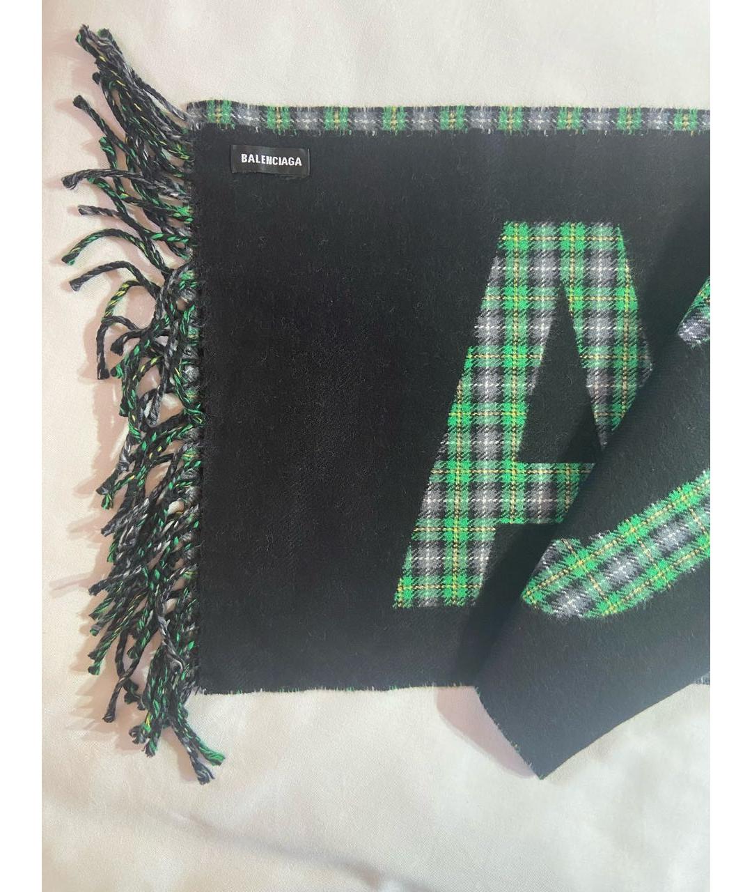 BALENCIAGA Черный шерстяной шарф, фото 2