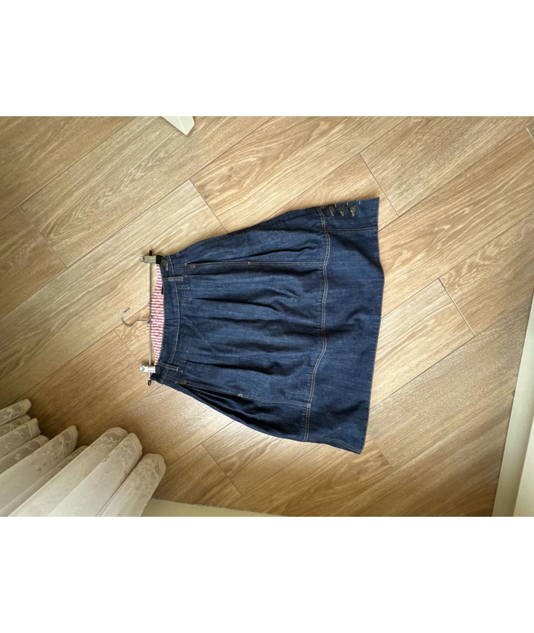 LOUIS VUITTON Темно-синяя деним юбка миди, фото 2