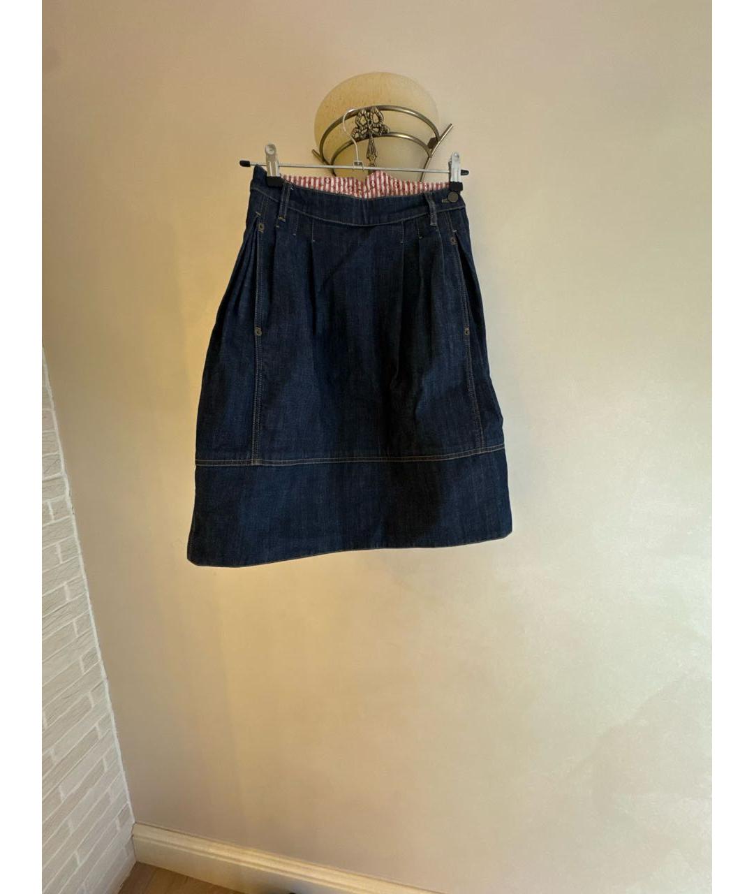 LOUIS VUITTON Темно-синяя деним юбка миди, фото 9