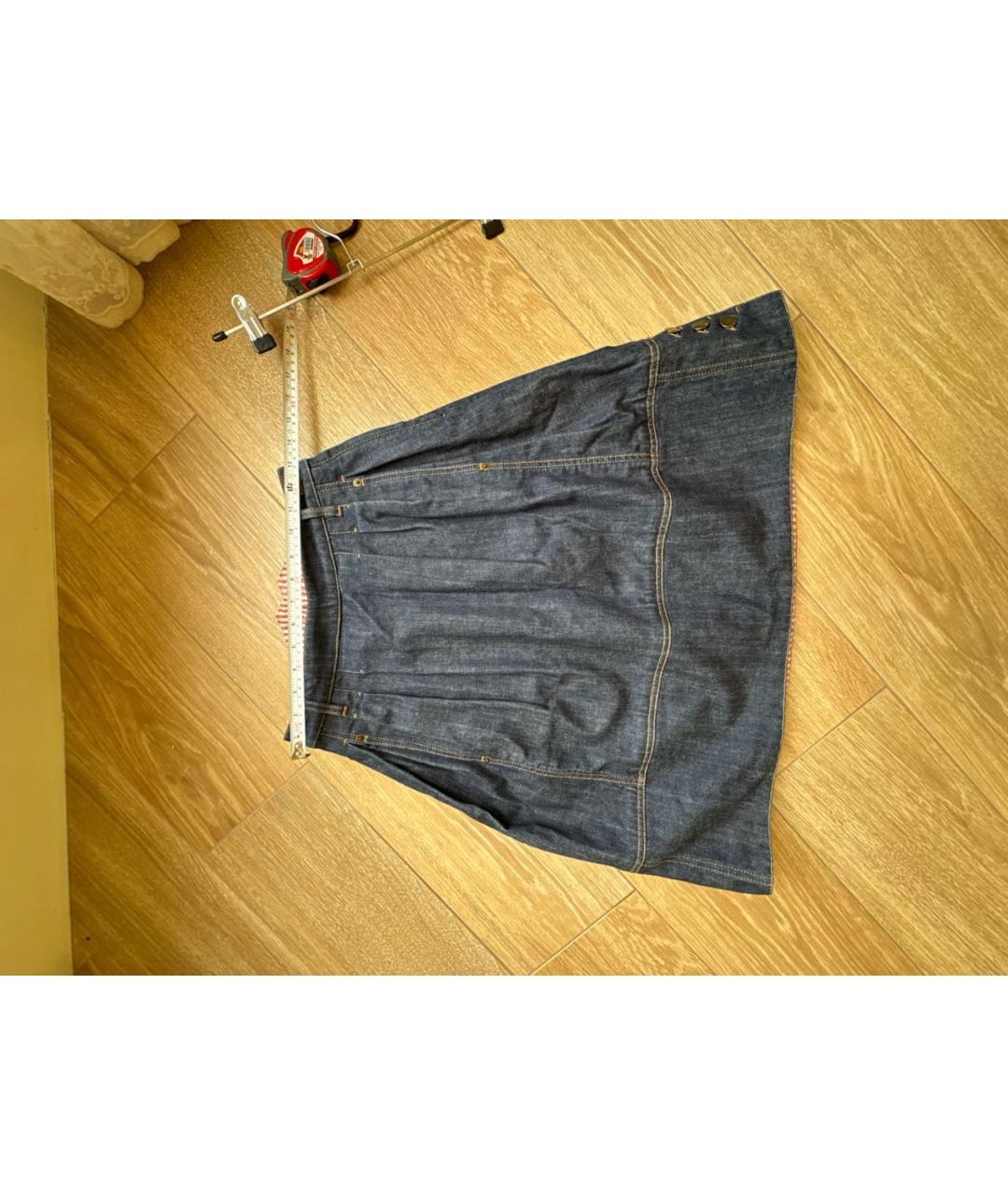 LOUIS VUITTON Темно-синяя деним юбка миди, фото 4