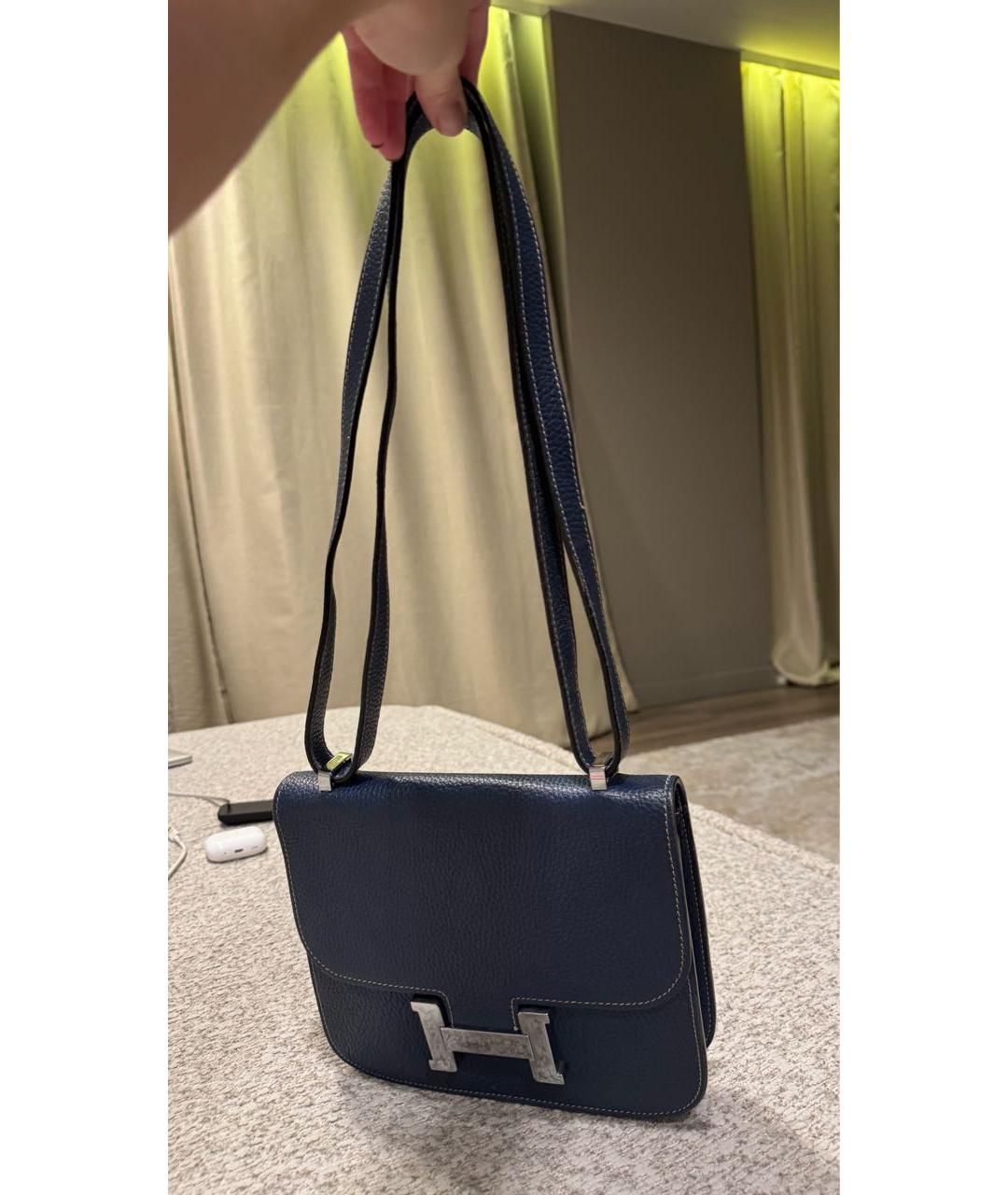 HERMES Синяя кожаная сумка через плечо, фото 5