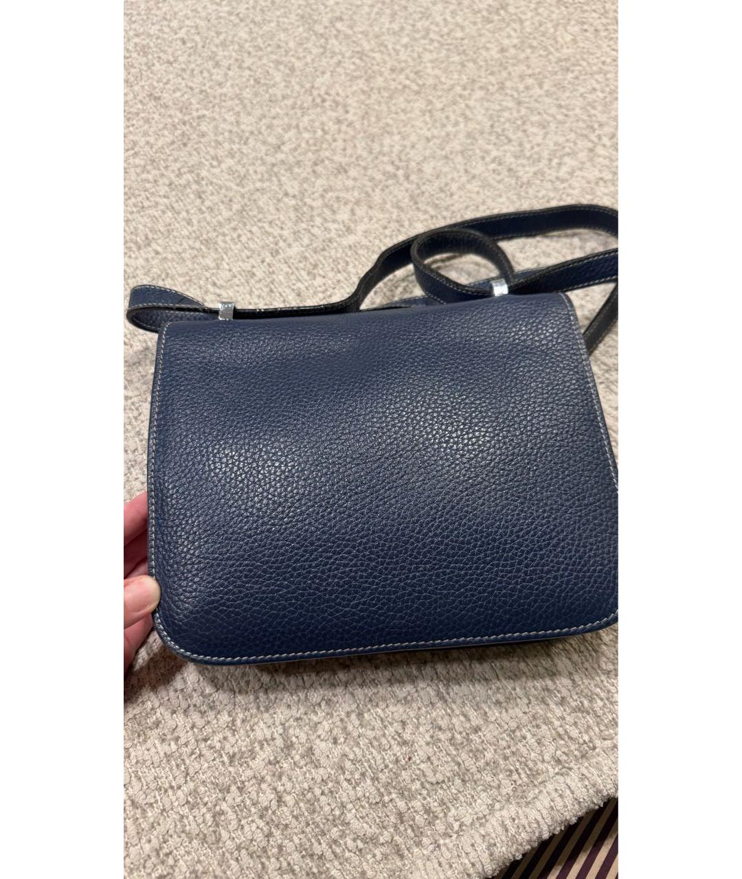 HERMES Синяя кожаная сумка через плечо, фото 3