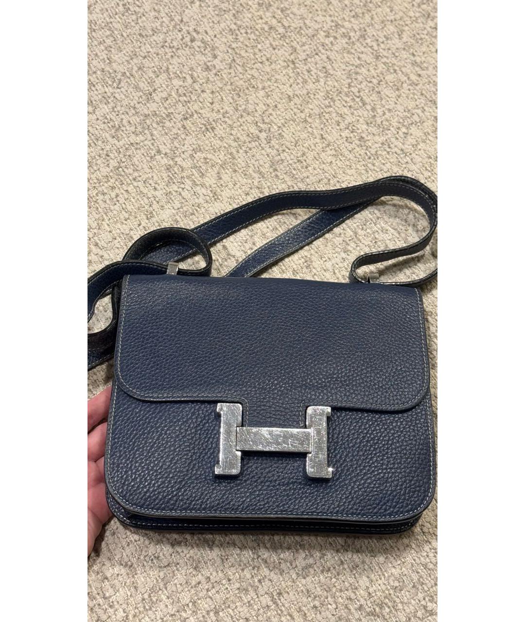 HERMES Синяя кожаная сумка через плечо, фото 6