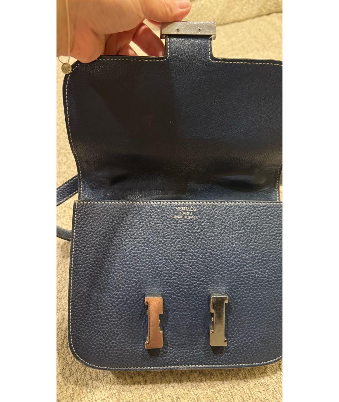 HERMES Синяя кожаная сумка через плечо, фото 4