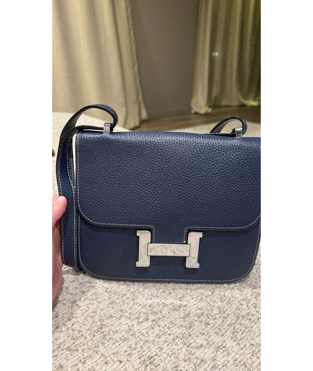 HERMES Синяя кожаная сумка через плечо, фото 9