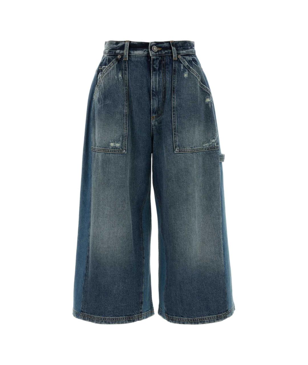 DOLCE&GABBANA Синие хлопковые прямые брюки, фото 1