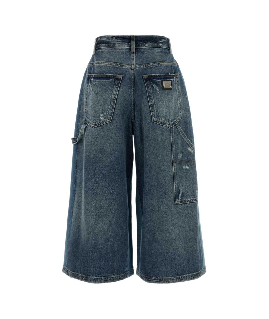 DOLCE&GABBANA Синие хлопковые прямые брюки, фото 2