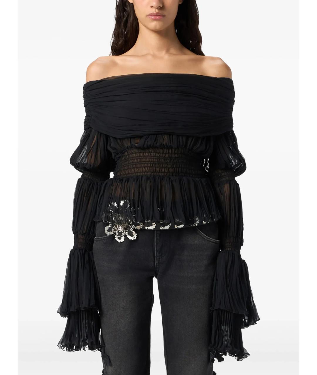 BLUMARINE Черная шелковая блузы, фото 3