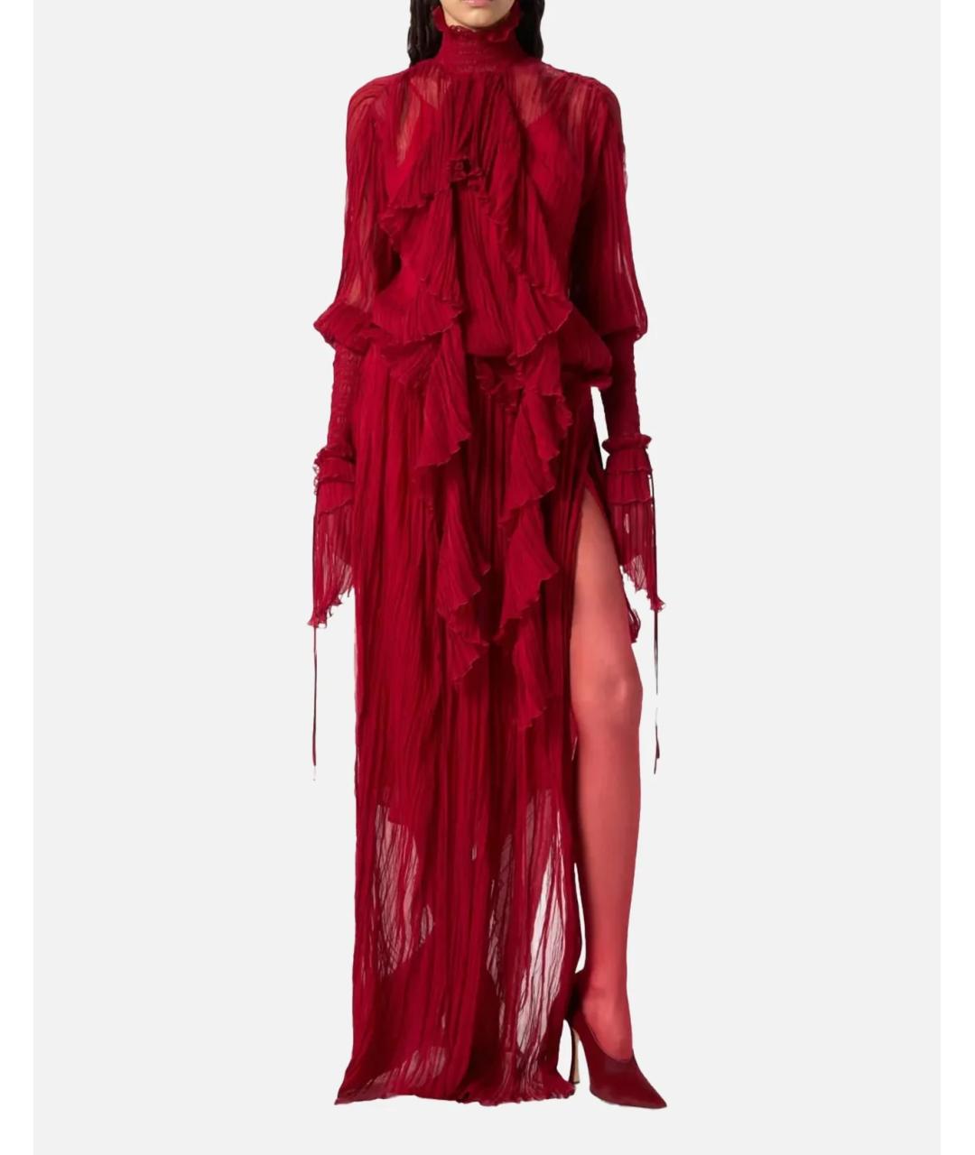BLUMARINE Красное шелковое вечернее платье, фото 3