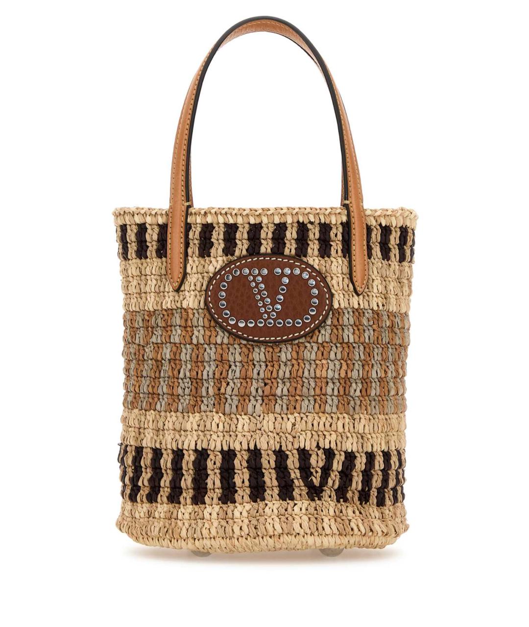 VALENTINO Бежевая пелетеная сумка с короткими ручками, фото 1