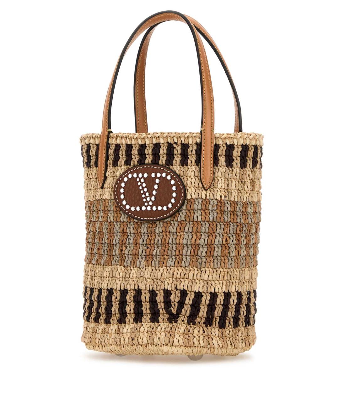 VALENTINO Бежевая пелетеная сумка с короткими ручками, фото 2