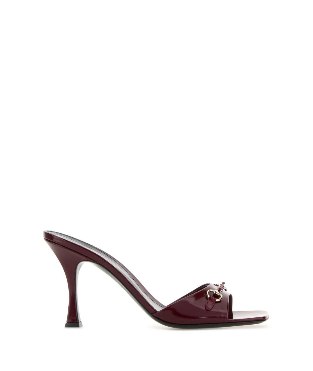 GUCCI Бордовые кожаные мюли, фото 1