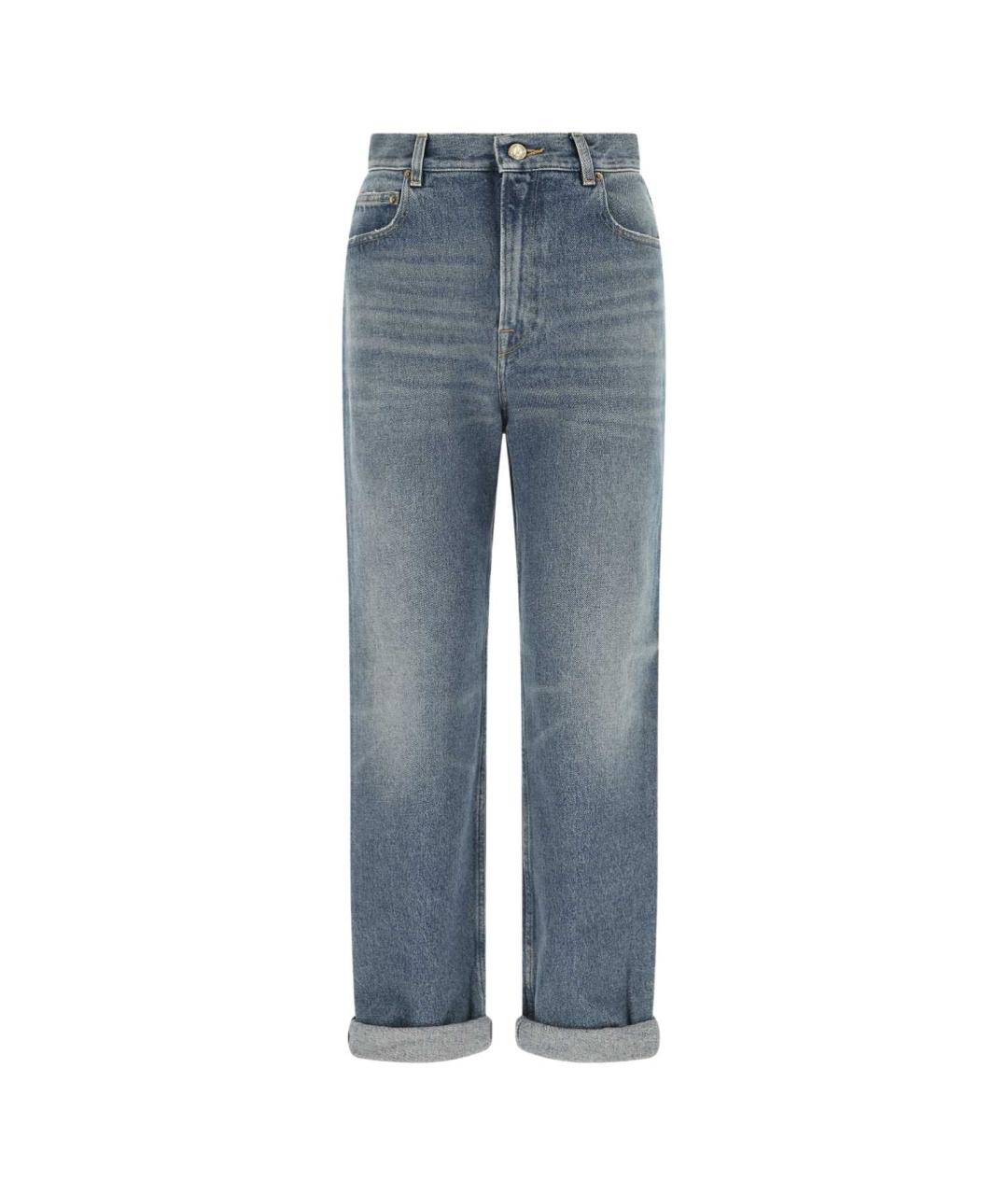 GOLDEN GOOSE DELUXE BRAND Голубые хлопковые прямые джинсы, фото 1