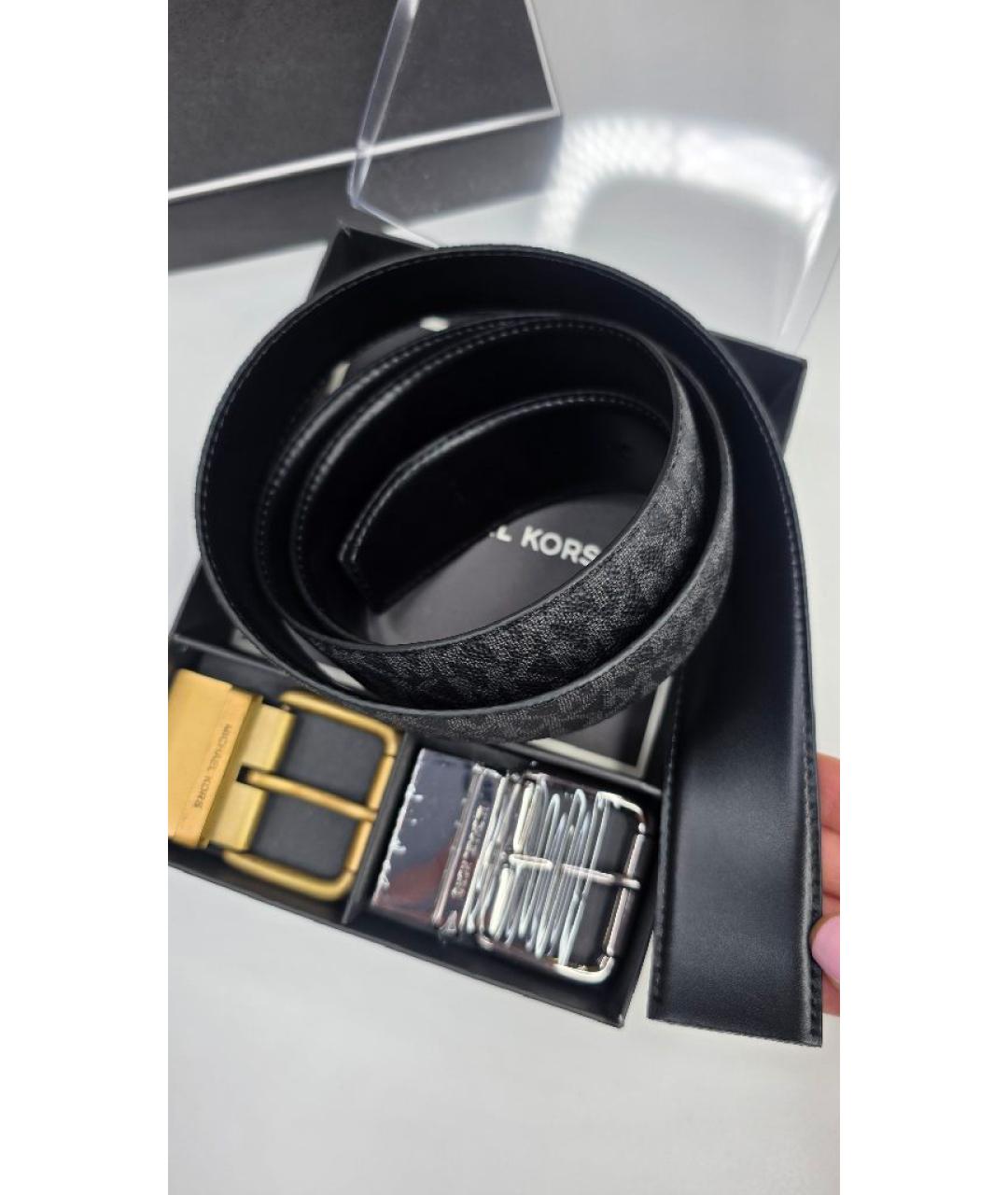 MICHAEL KORS Черный кожаный ремень, фото 4