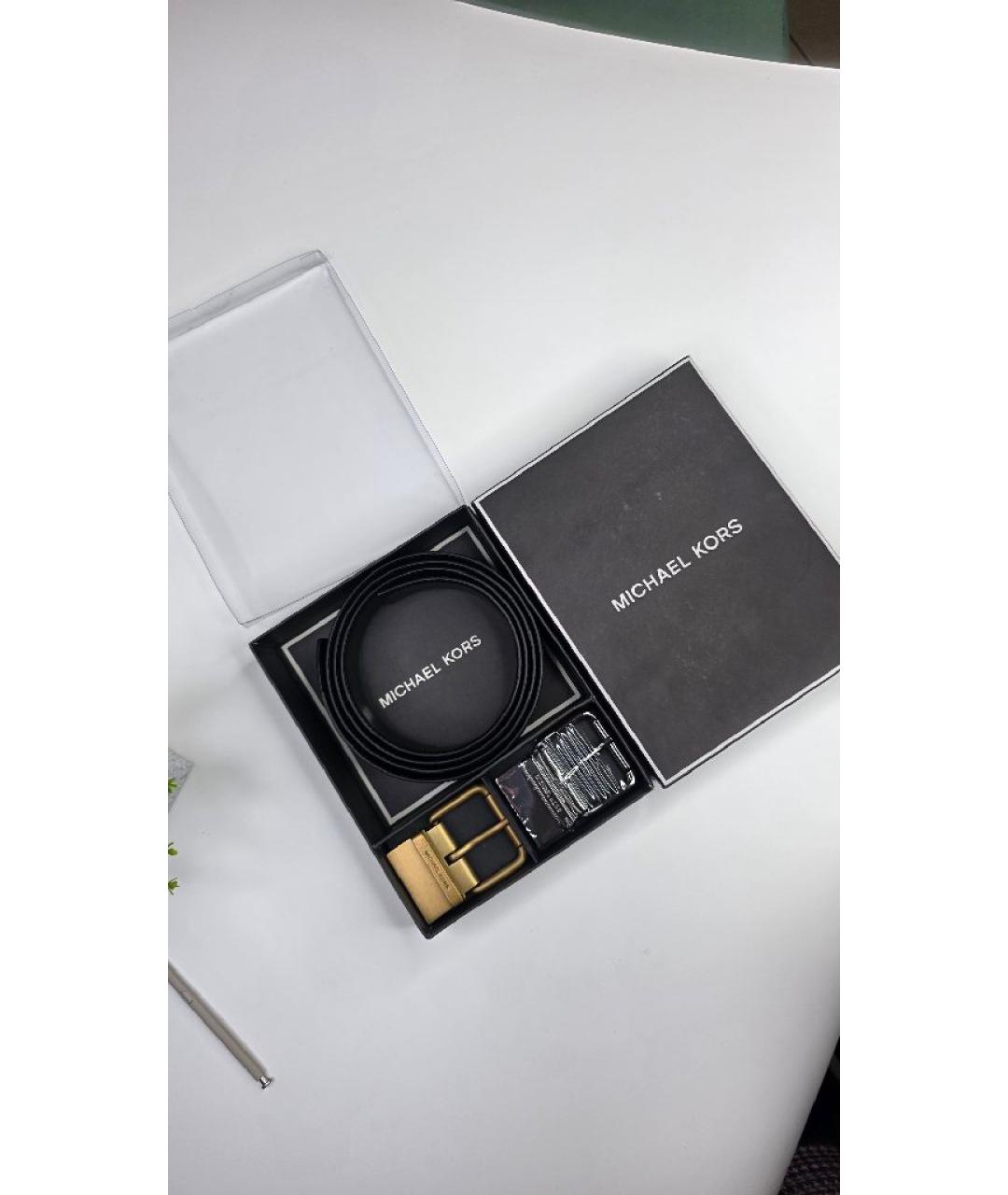 MICHAEL KORS Черный кожаный ремень, фото 2