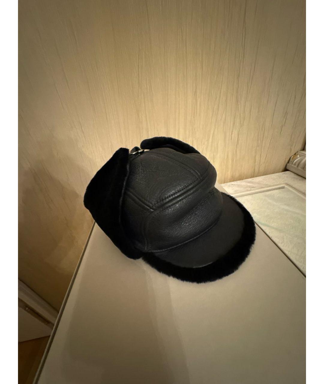 BILLIONAIRE Черная кожаная кепка/бейсболка, фото 5
