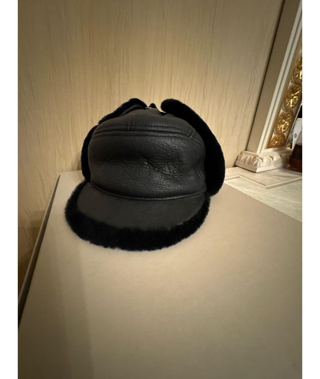 BILLIONAIRE Черная кожаная кепка/бейсболка, фото 6