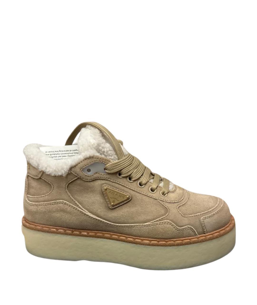 PRADA Бежевые замшевые ботинки, фото 1