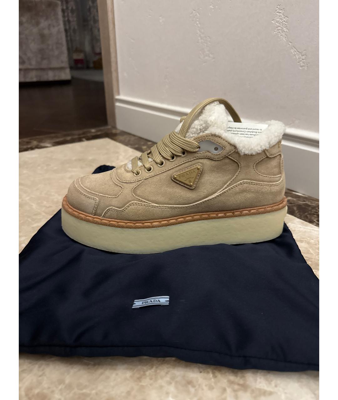 PRADA Бежевые замшевые ботинки, фото 6