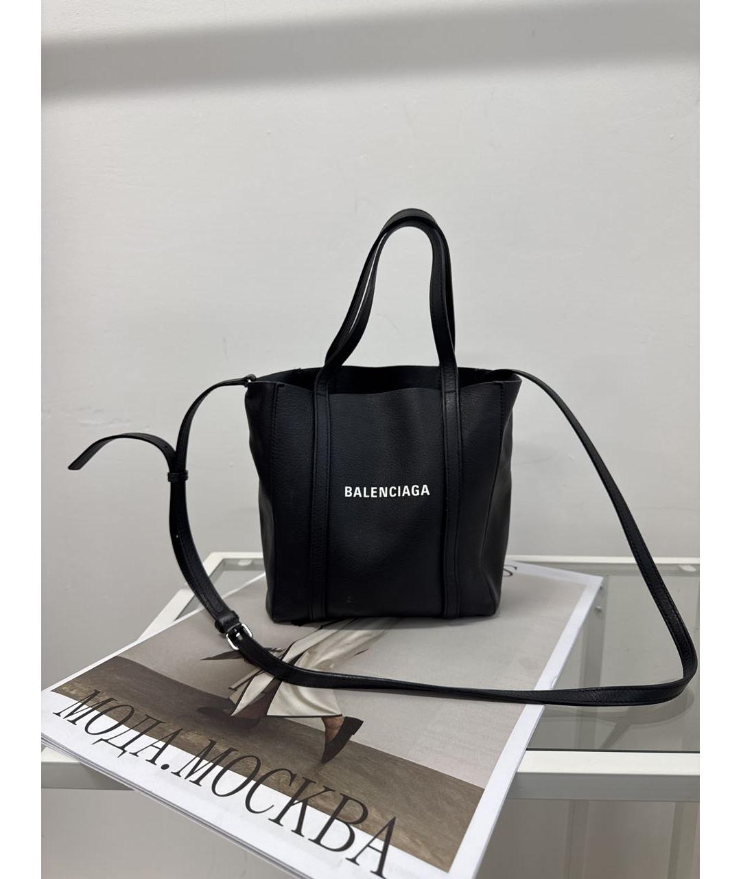 BALENCIAGA Черная кожаная сумка через плечо, фото 5