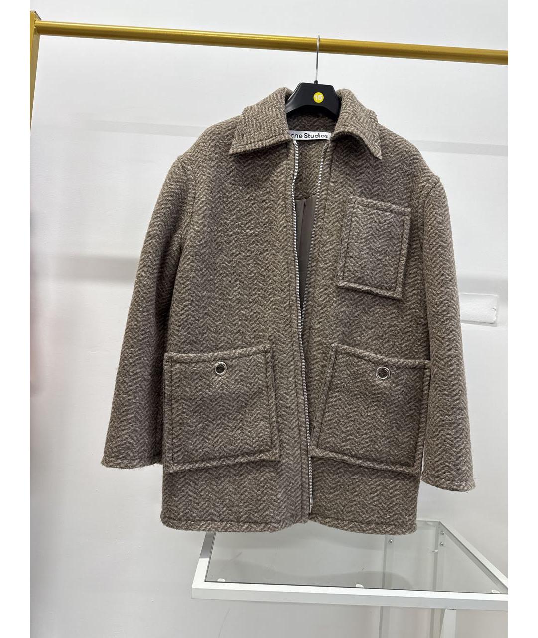 ACNE STUDIOS Коричневое шерстяное пальто, фото 6