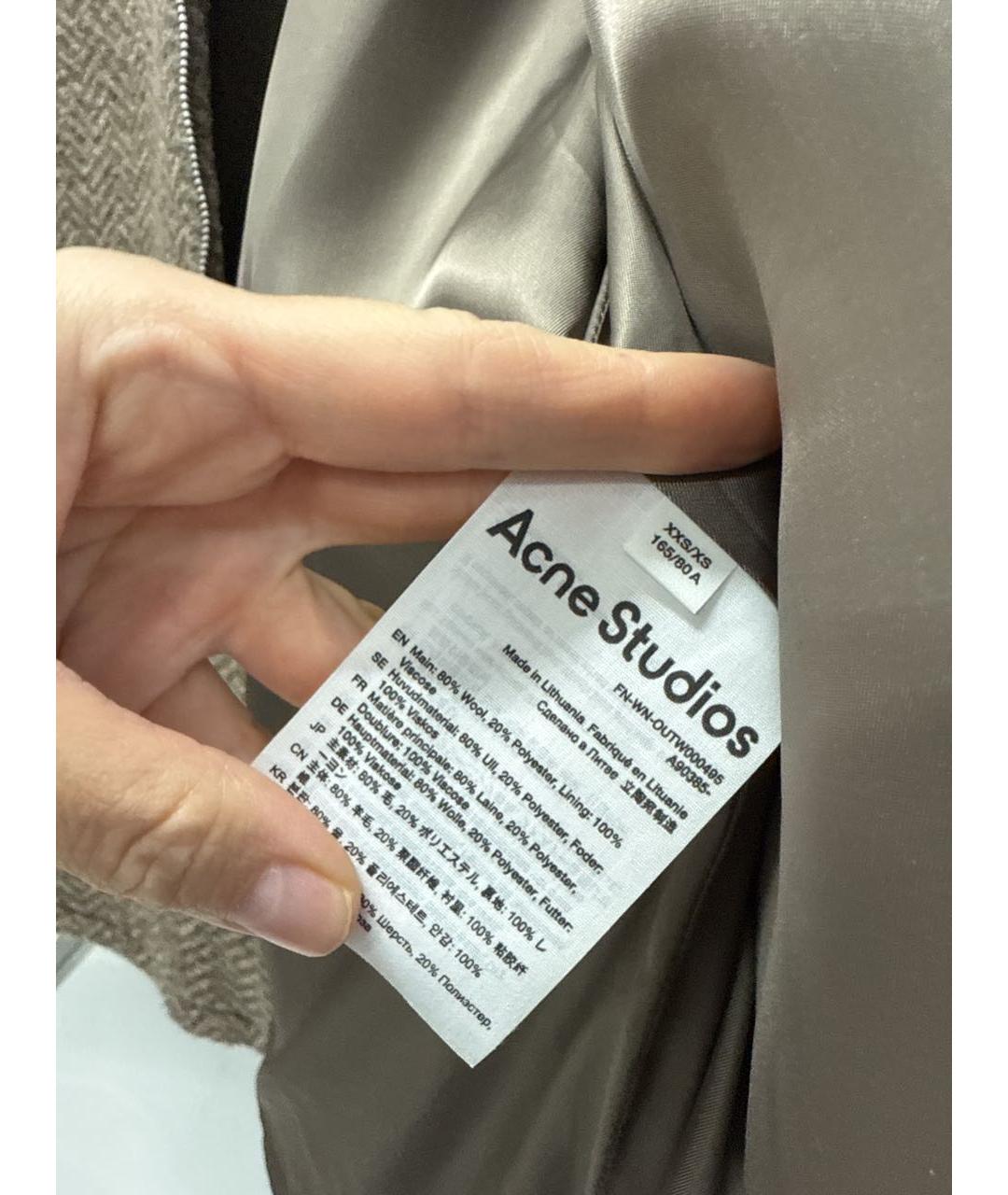 ACNE STUDIOS Коричневое шерстяное пальто, фото 4