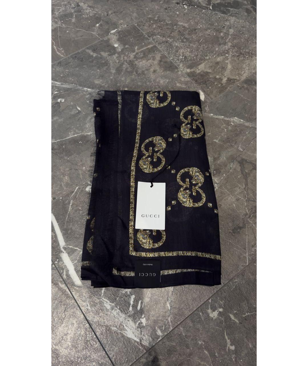 GUCCI Черный шарф, фото 3