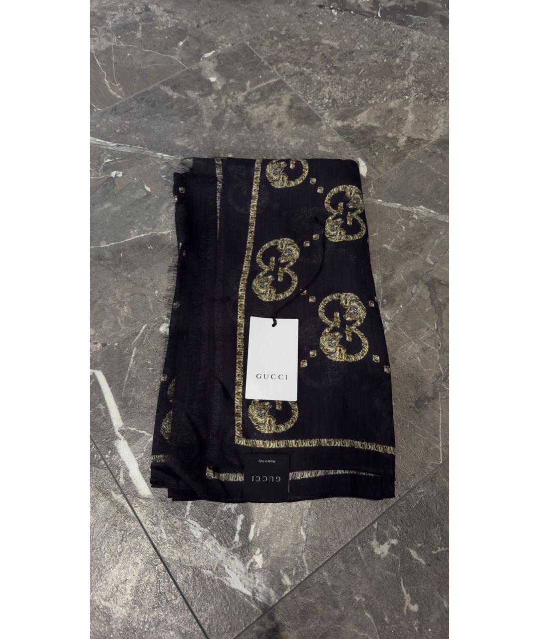 GUCCI Черный шарф, фото 2