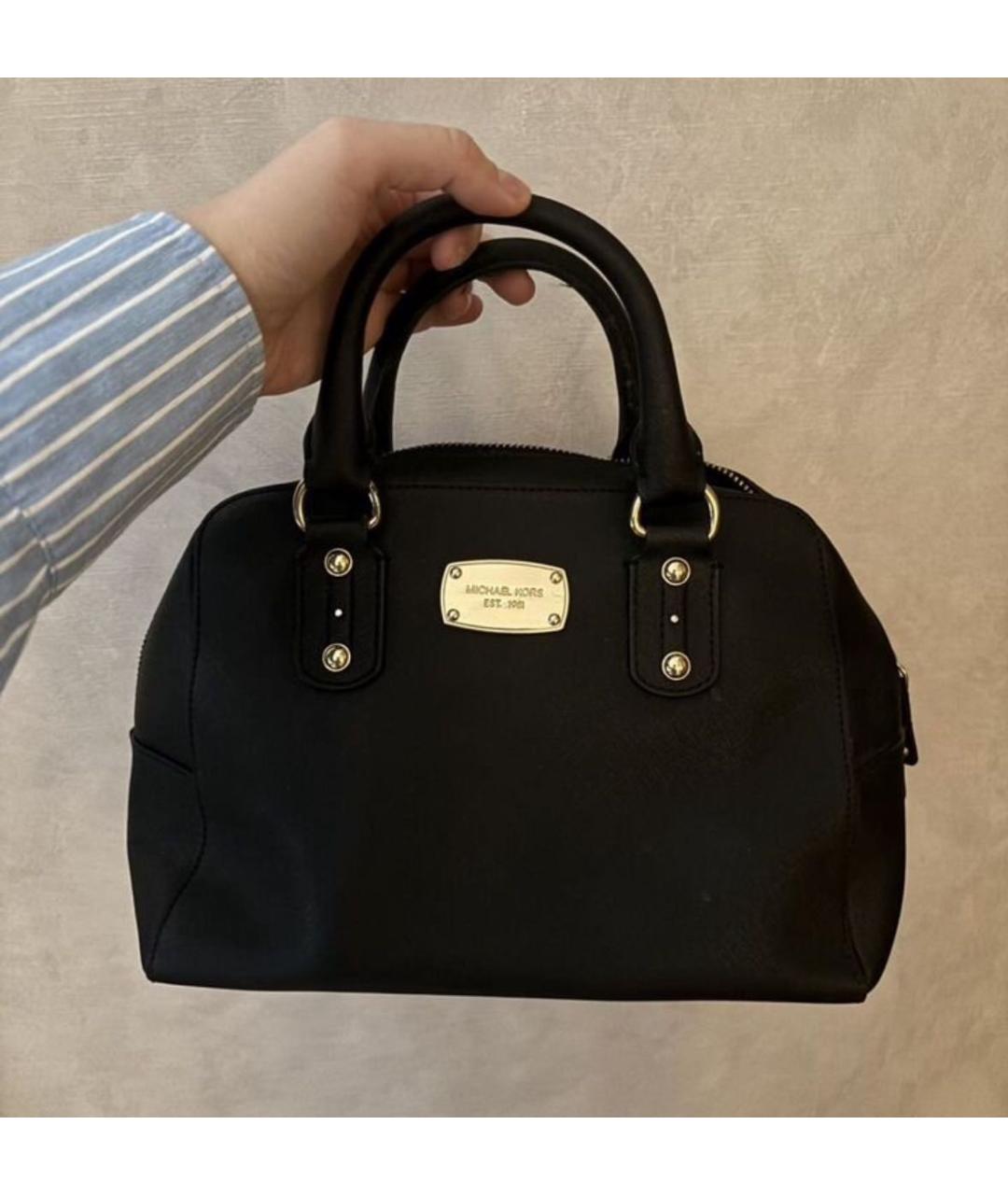 MICHAEL KORS Черная кожаная сумка с короткими ручками, фото 4