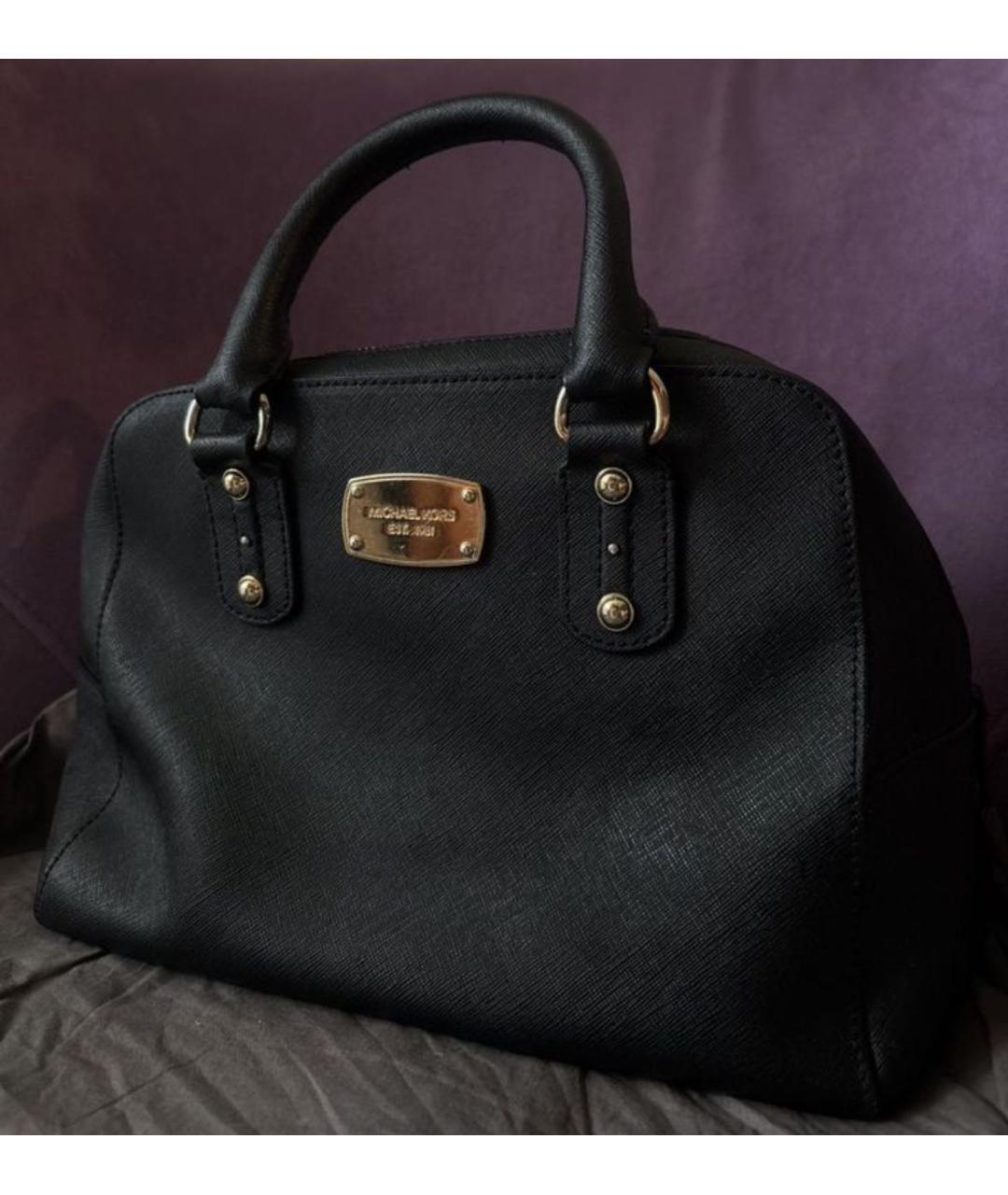 MICHAEL KORS Черная кожаная сумка с короткими ручками, фото 3