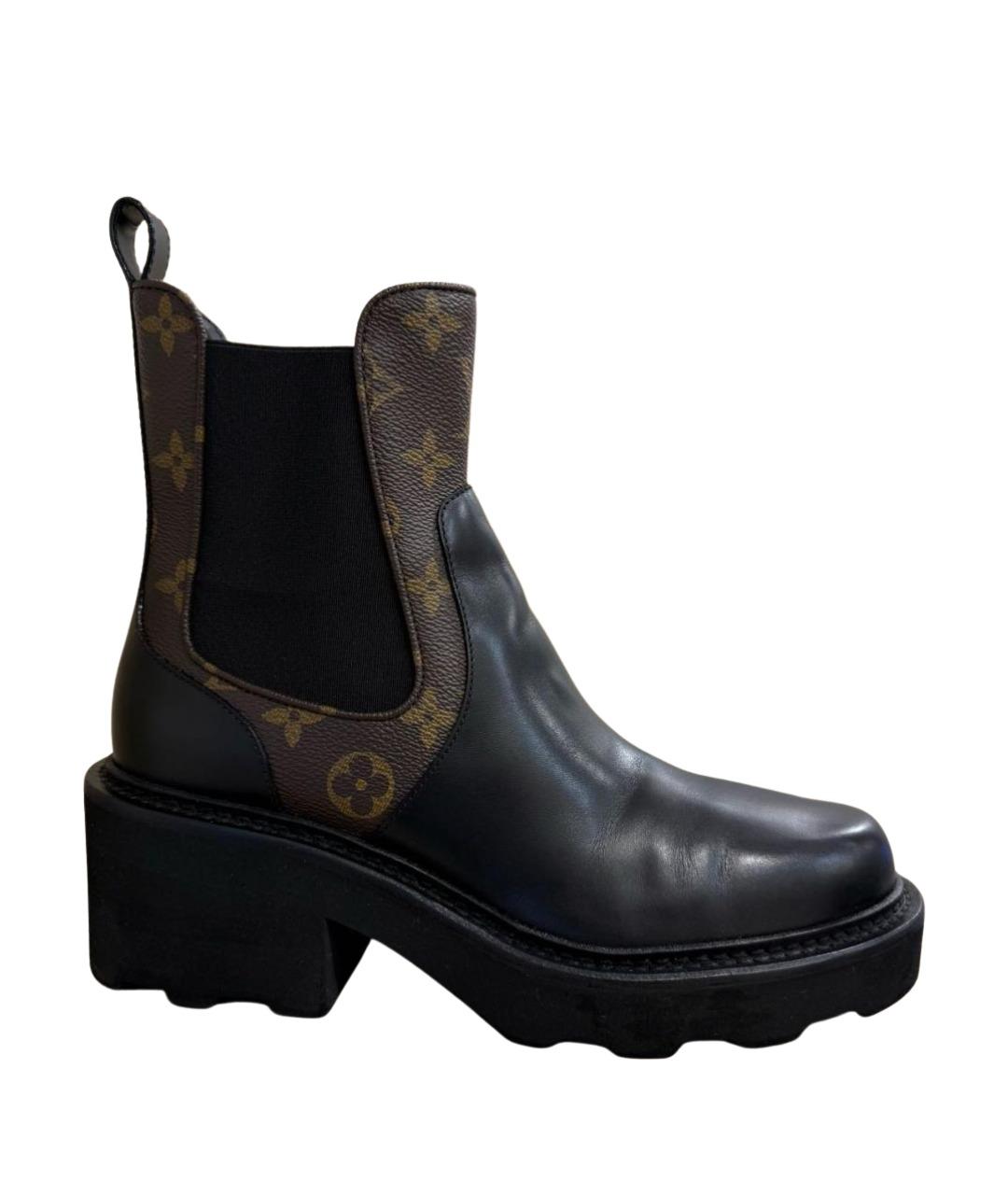 LOUIS VUITTON Черные кожаные ботинки, фото 1