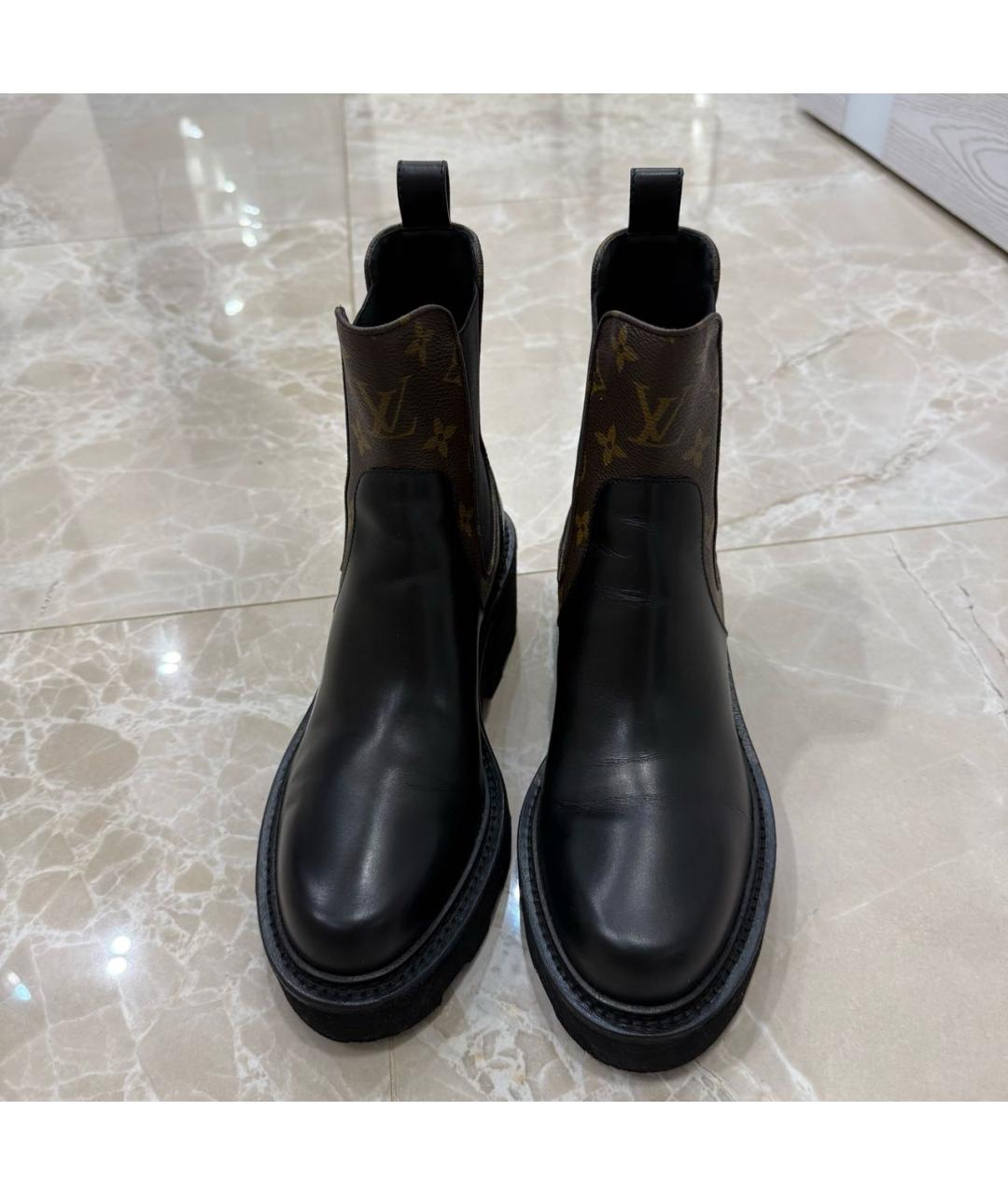 LOUIS VUITTON Черные кожаные ботинки, фото 2