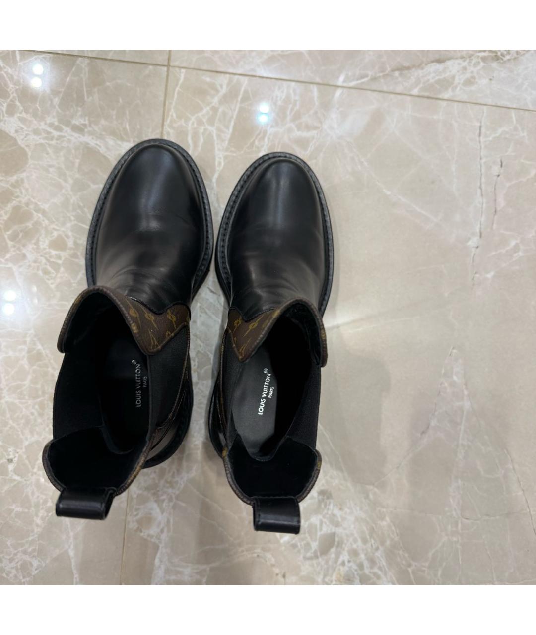 LOUIS VUITTON Черные кожаные ботинки, фото 3