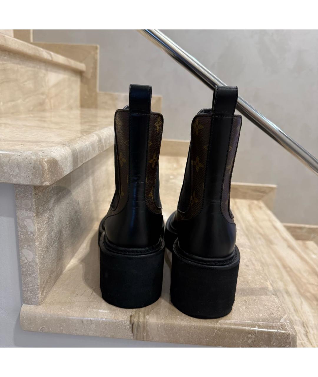 LOUIS VUITTON Черные кожаные ботинки, фото 4