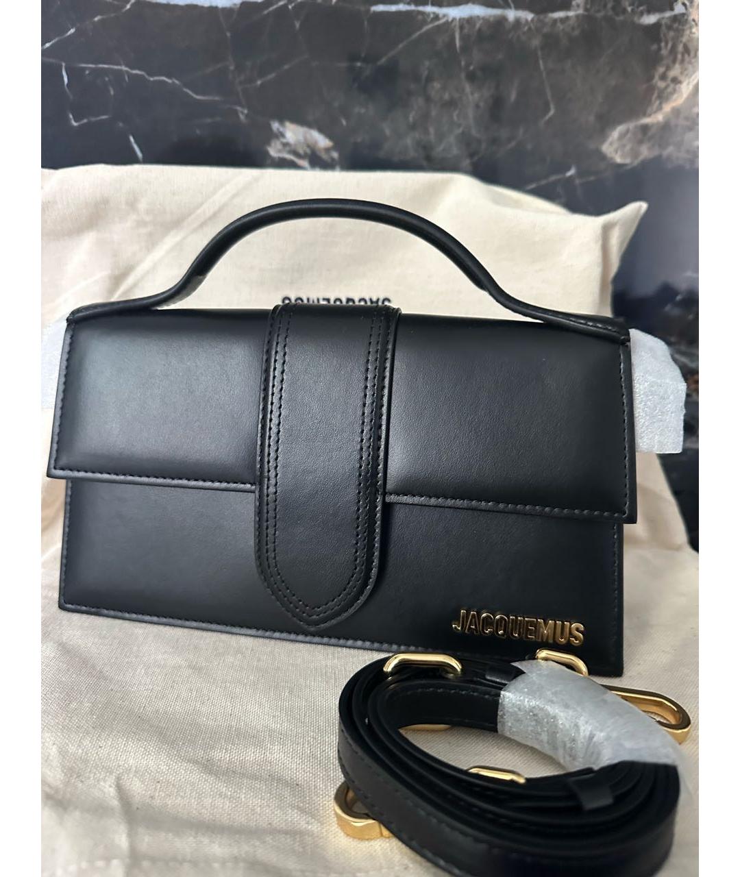 JACQUEMUS Черная кожаная сумка с короткими ручками, фото 4