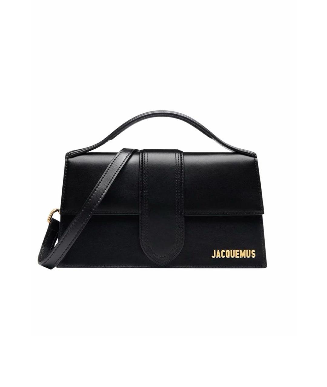 JACQUEMUS Черная кожаная сумка с короткими ручками, фото 1