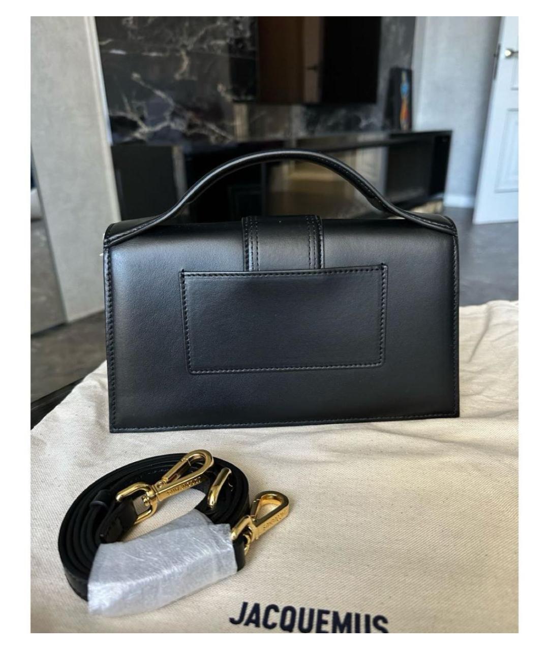 JACQUEMUS Черная кожаная сумка с короткими ручками, фото 3